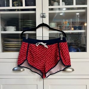 Champion Women’s Large Loungewear and Sleepwear Logo Shorts (Red & Navy Blue)